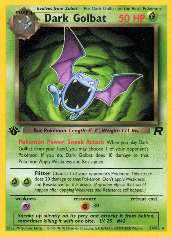 PSA 10 Dark Golbat Team Rocket 1st Edition graded Pokémon card