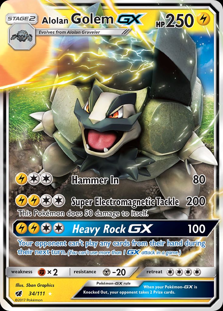 PSA 10 Alolan Golem-GX Crimson Invasion graded Pokémon card