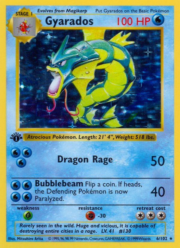 Gyarados Base Set shadowless holo 6/102 PSA 10 graded Pokémon card