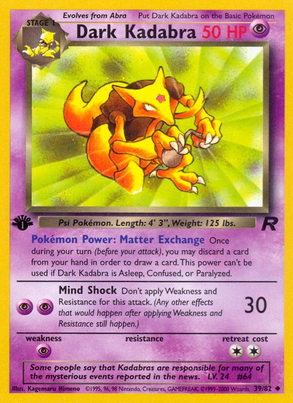 PSA 10 Dark Kadabra Team Rocket graded Pokémon card