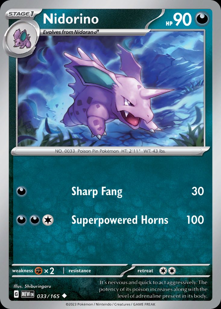 PSA 10 Nidorino Pokémon Card 151 graded Pokémon card