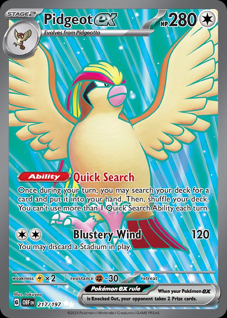 PSA 10 Pidgeot ex Obsidian Flames graded Pokémon card