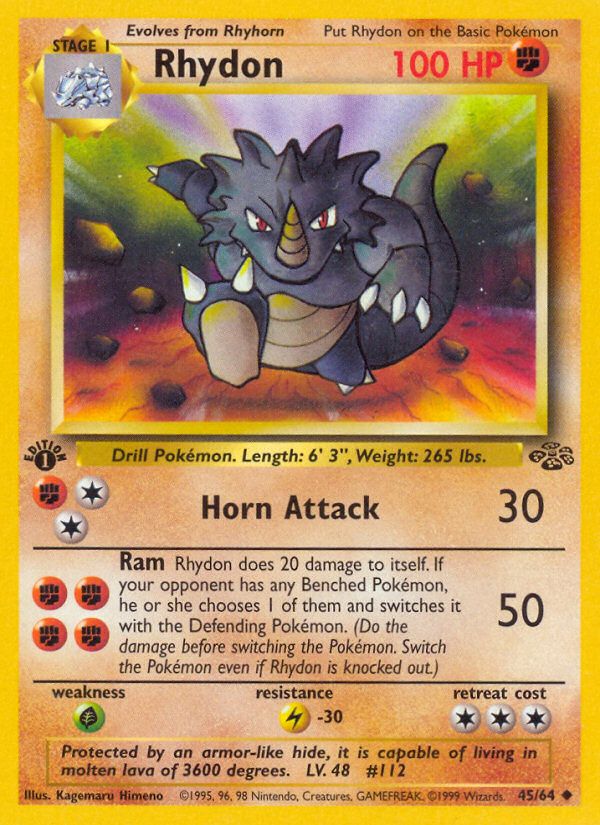PSA 10 Rhydon Jungle graded Pokémon card