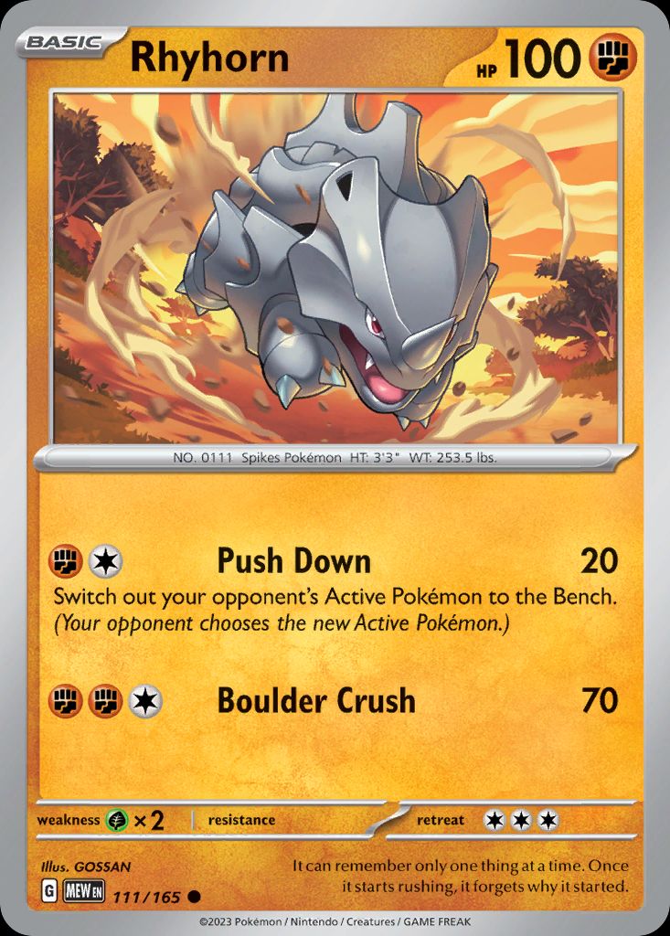 PSA 10 Rhyhorn Pokémon Card 151 graded Pokémon card