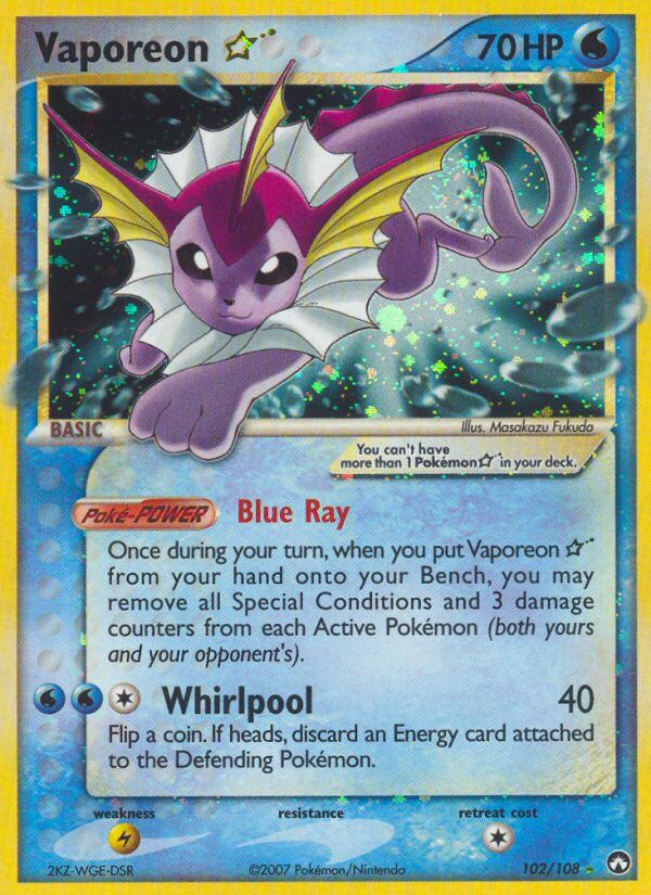 PSA 10 Vaporeon Gold Star EX Power Keepers graded Pokémon card