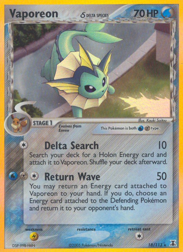 PSA 10 Vaporeon ex EX Delta Species graded Pokémon card