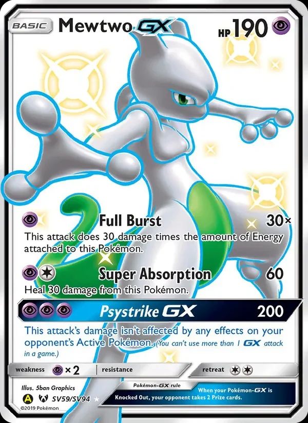 Mewtwo GX Hidden Fates card