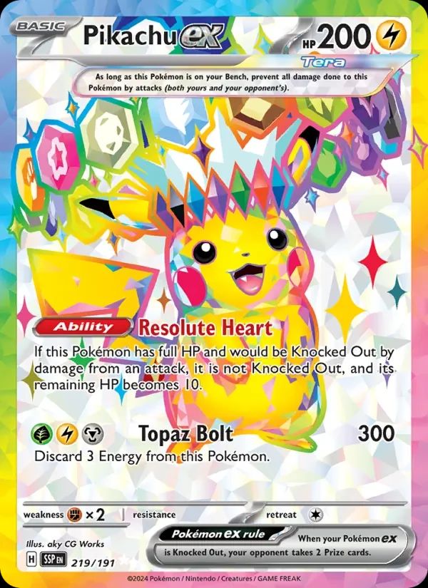 Pikachu ex Surging Sparks card