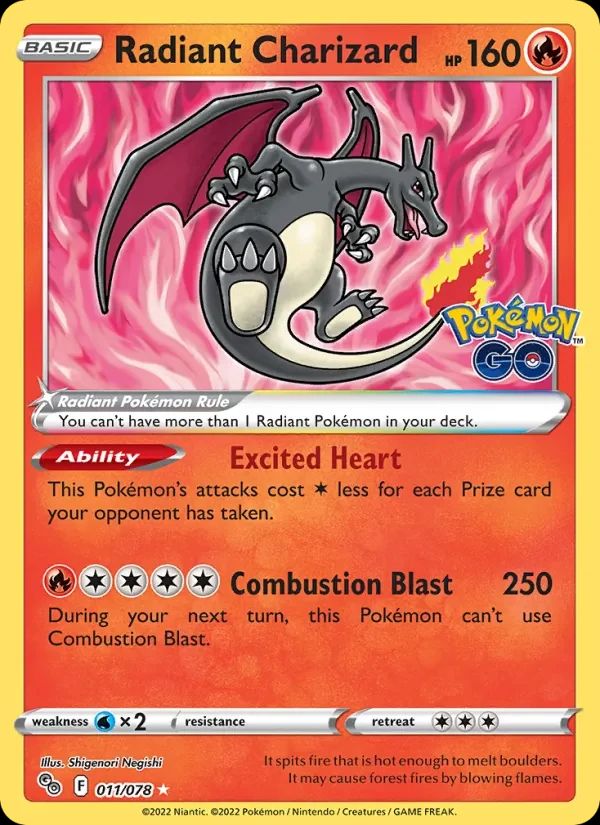 Radiant Charizard Pokémon GO card