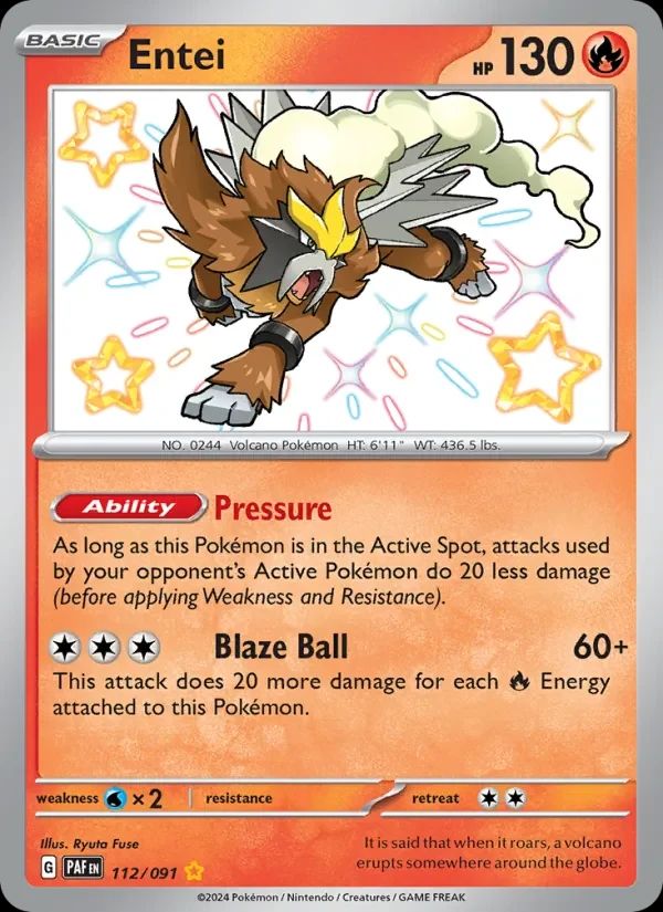 Entei Paldean Fates card