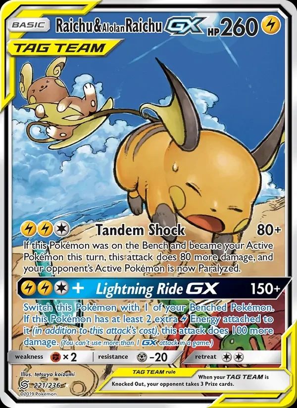 Raichu & Alolan Raichu GX Unified Minds card