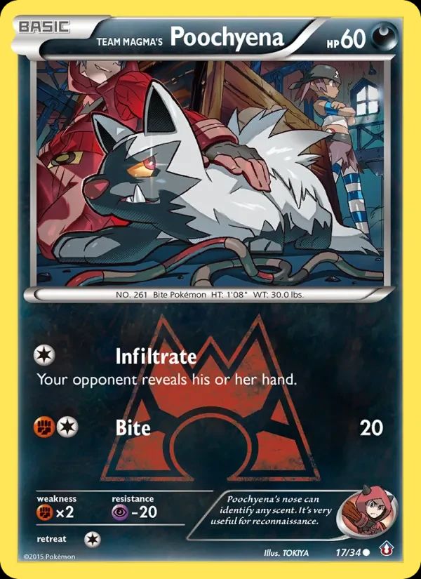 Team Magma's Poochyena Double Crisis card