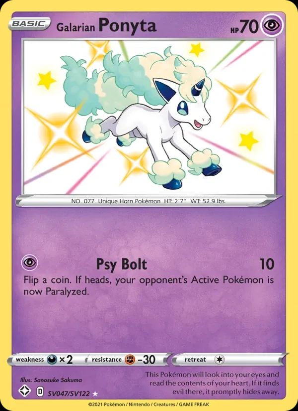 Galarian Ponyta Shining Fates card