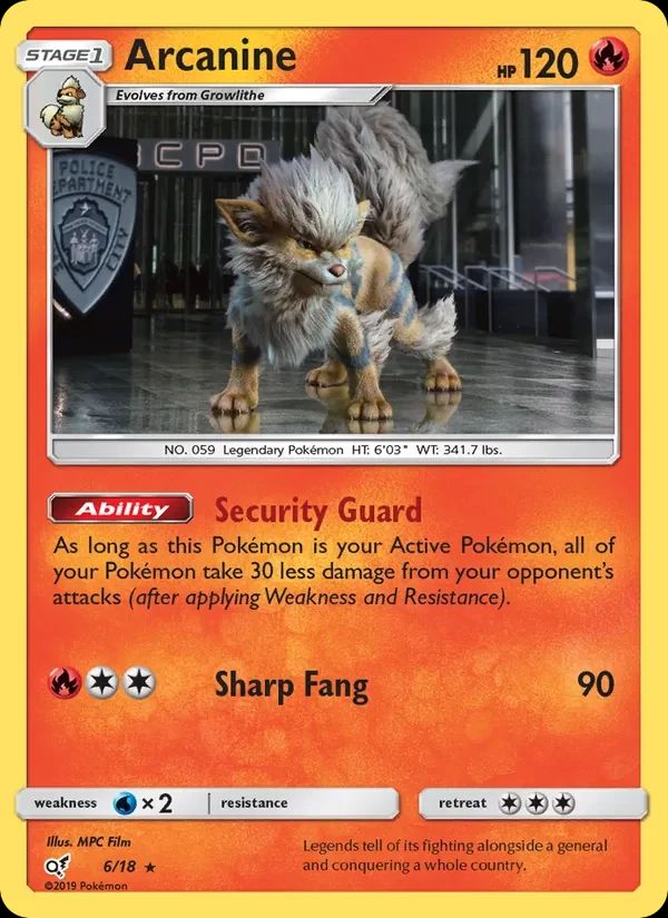 Arcanine Detective Pikachu card