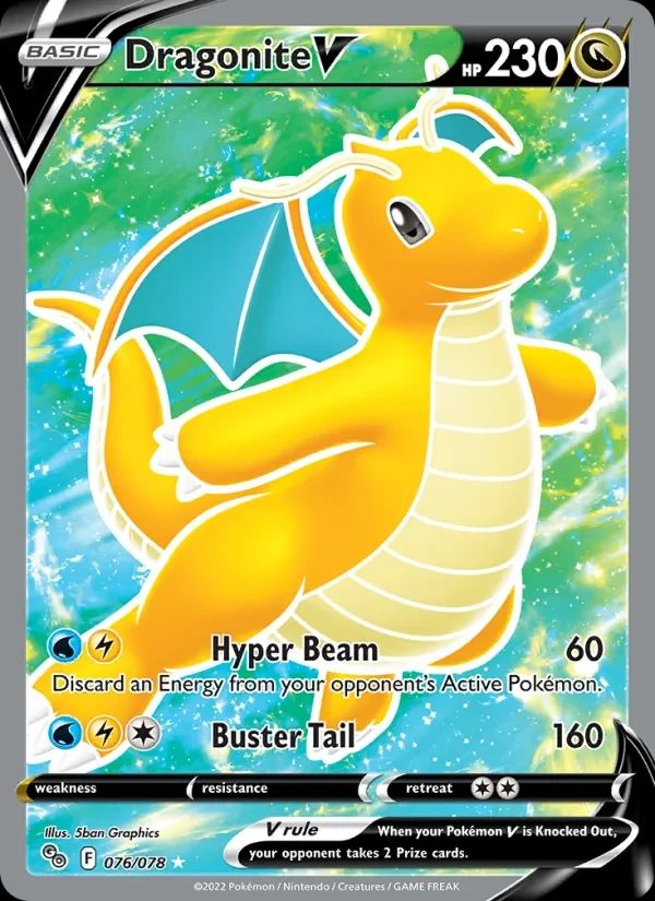 Dragonite V Pokémon GO card