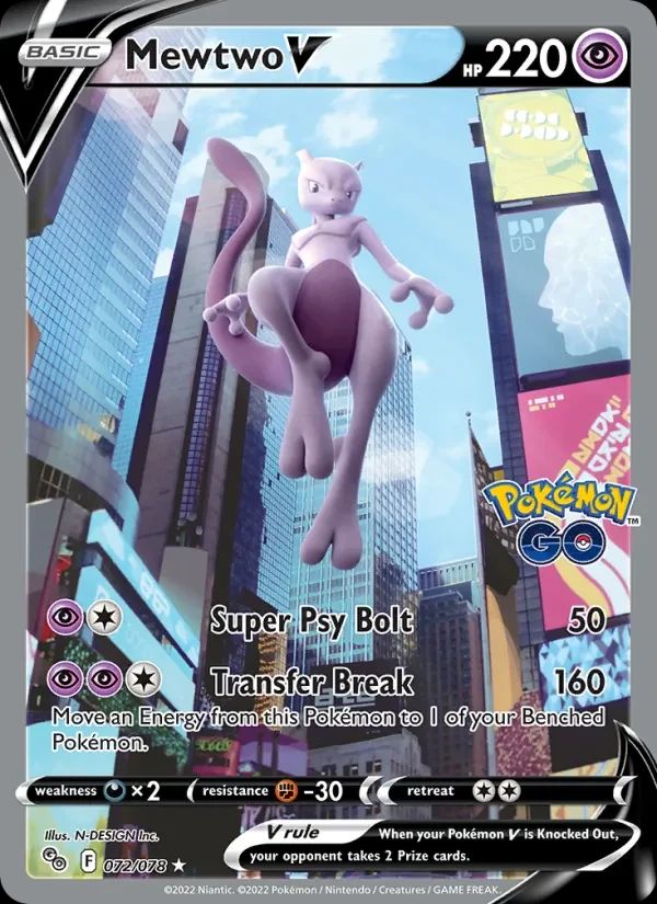 Mewtwo V Pokémon GO card