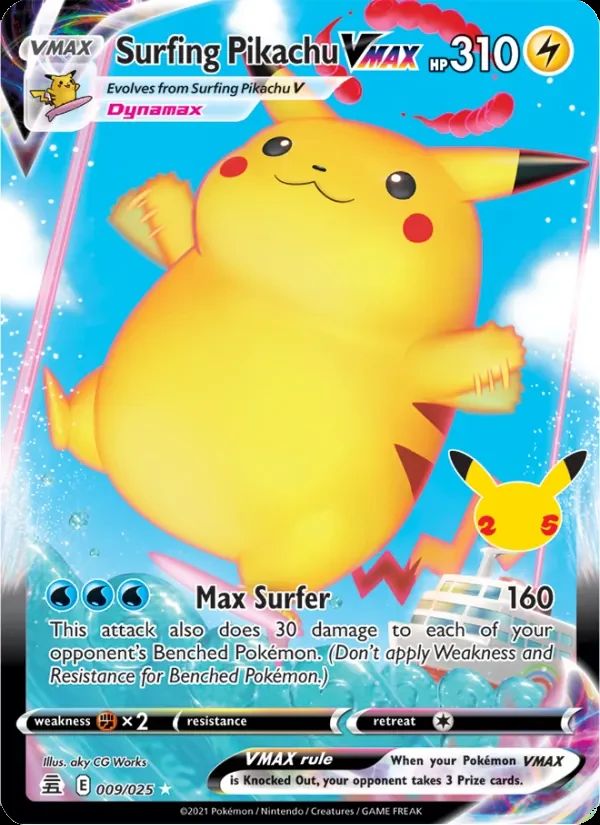 Surfing Pikachu VMAX Celebrations card