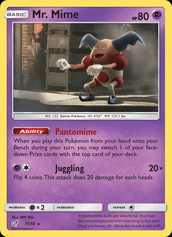 Mr. Mime Detective Pikachu card