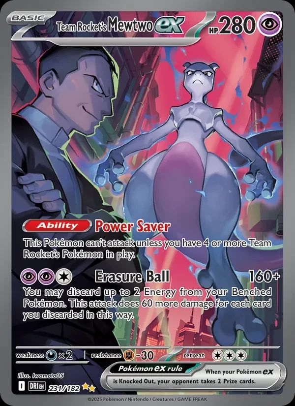 Team Rocket's Mewtwo ex Destined Rivals card