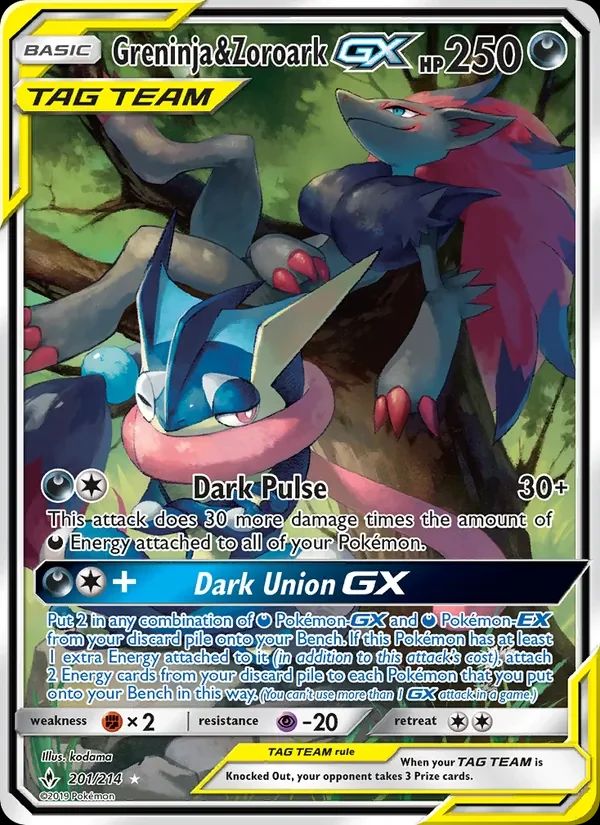 Greninja & Zoroark GX Unbroken Bonds card