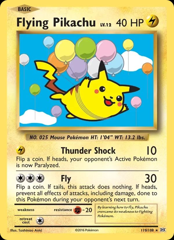 Flying Pikachu Evolutions card