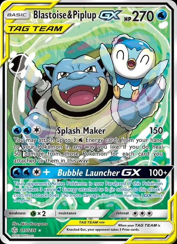 Blastoise & Piplup GX Cosmic Eclipse card