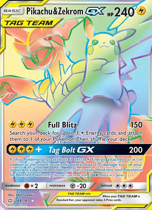 Pikachu & Zekrom GX Team Up card