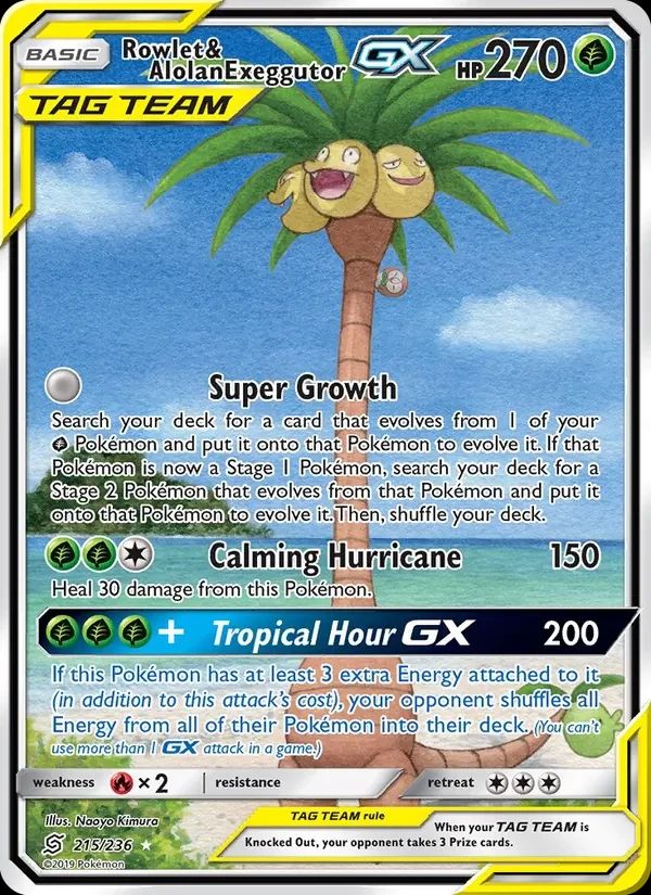 Rowlet & Alolan Exeggutor GX Unified Minds card