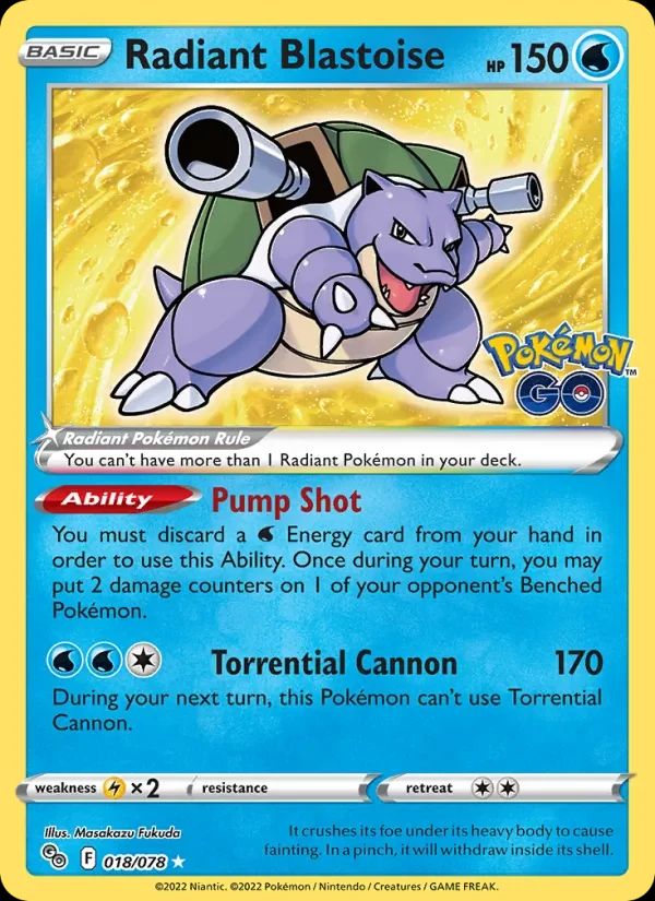 Radiant Blastoise Pokémon GO card