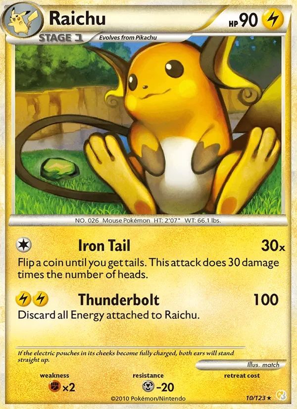 Raichu HeartGold & SoulSilver card