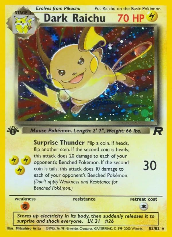 Dark Raichu Team Rocket card