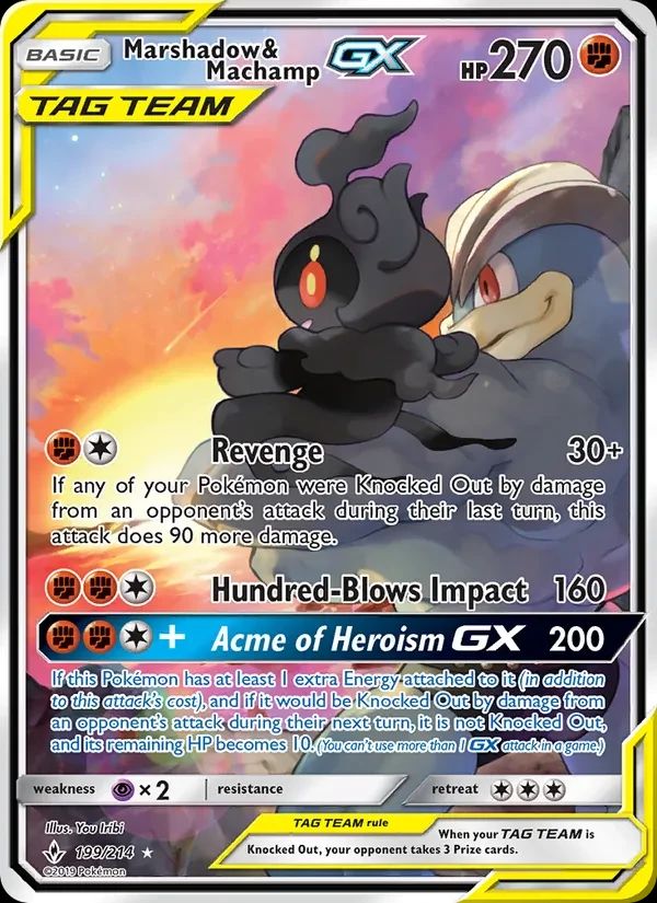 Marshadow & Machamp GX Unbroken Bonds card