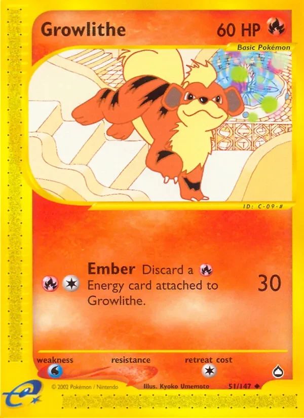 Growlithe Aquapolis card