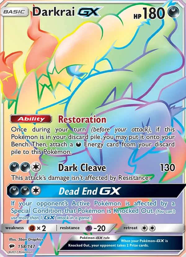 Darkrai GX Burning Shadows card