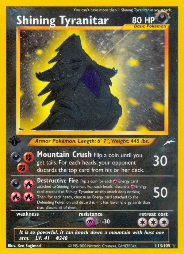 Shining Tyranitar Neo Destiny card
