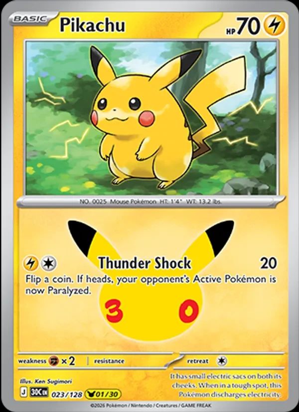 Pikachu 30th Celebration card